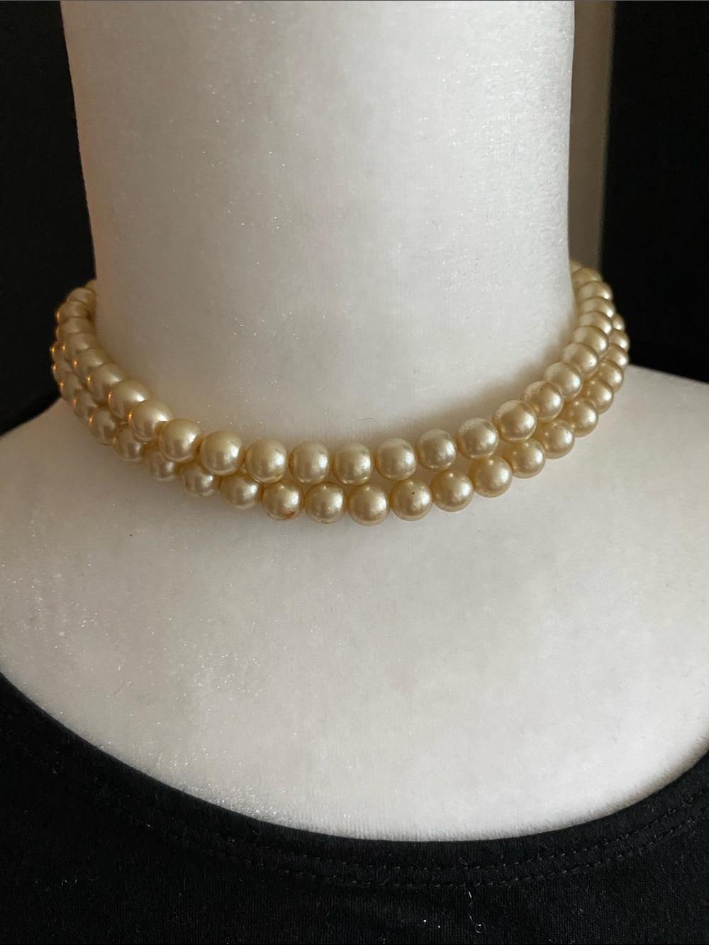 Vintage faux Pearl Double-Strand Choker Necklace